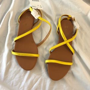 H&M Yellow Gold Strappy Flat Sandals